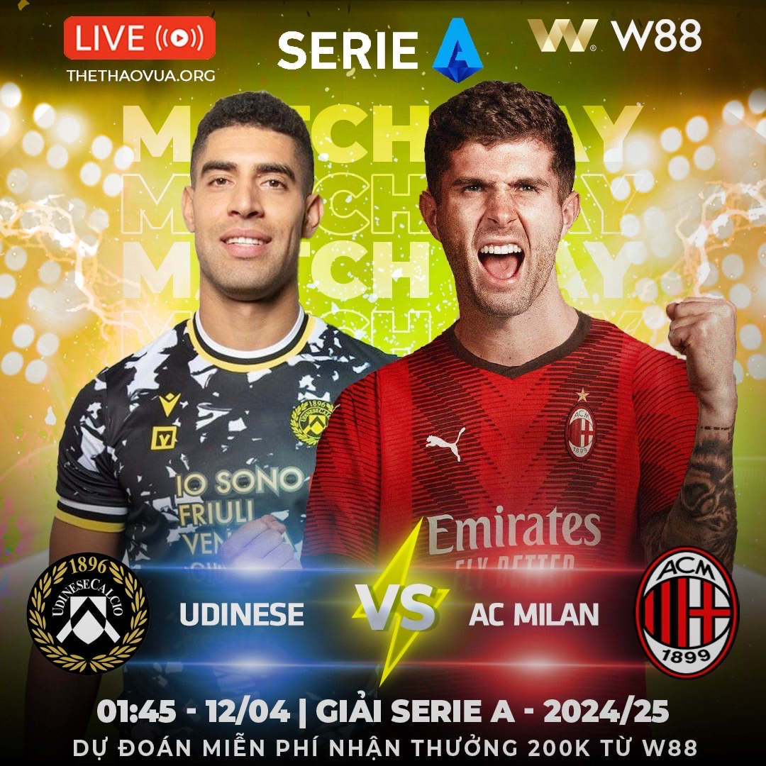 Read more about the article [W88 – MINIGAME] UDINESE – AC MILAN | KHÔNG DỄ DÀNG