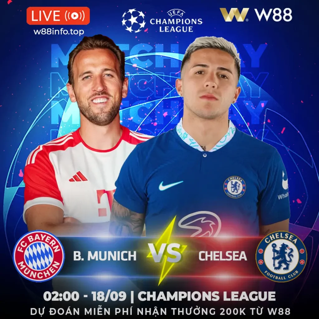 [W88 – MINIGAME] BARYERN MUNICH – CHELSEA | CẠM BẪY SÂN KHÁCH