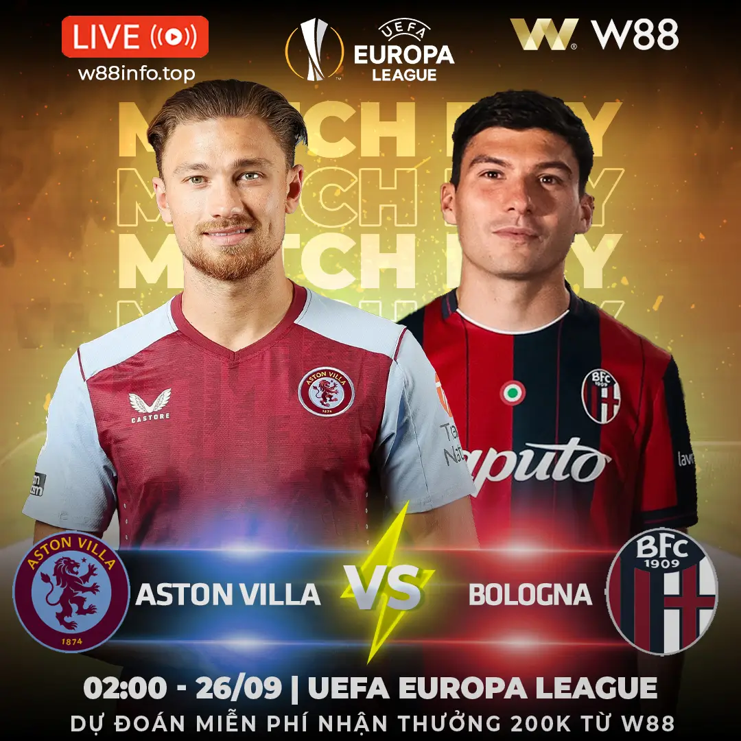 Read more about the article [W88 – MINIGAME] ASTON VILLA – BOLOGNA | VƯỢT QUA THỬ THÁCH