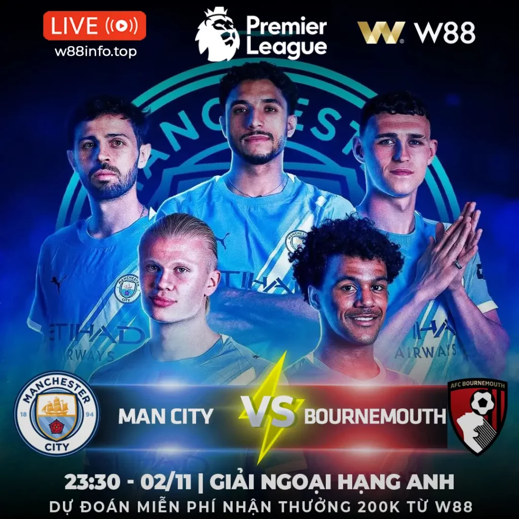 [W88 – MINIGAME] MAN CITY – BOURNEMOUTH | THÁCH THỨC NGỰA Ô