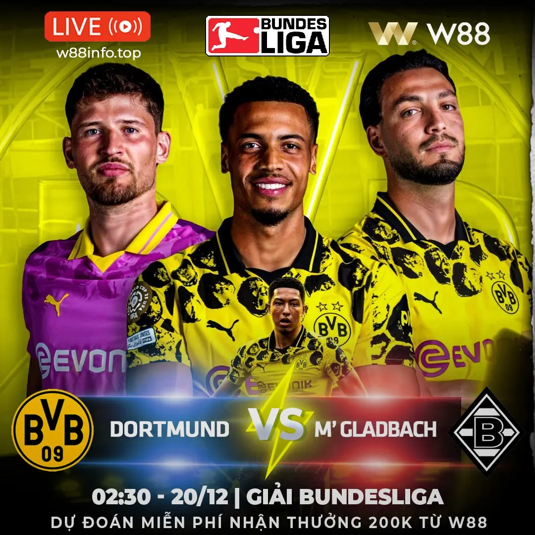 Read more about the article [W88 – MINIGAME] DORTMUND – GLADBACH | CHỦ NHÀ GẶP KHÓ
