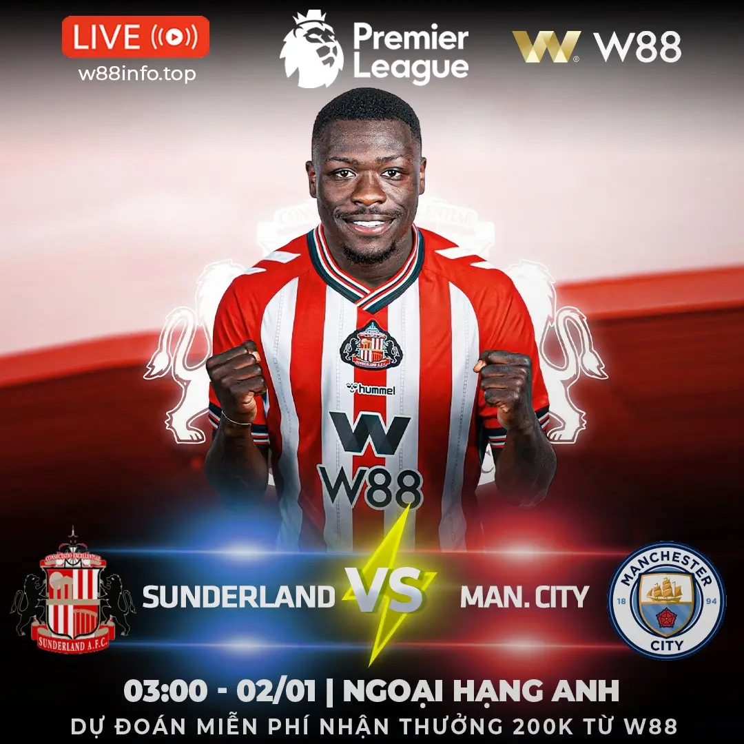 You are currently viewing [W88 – MINIGAME] SUNDERLAND – MAN CITY | KHÓ CHO MÈO ĐEN