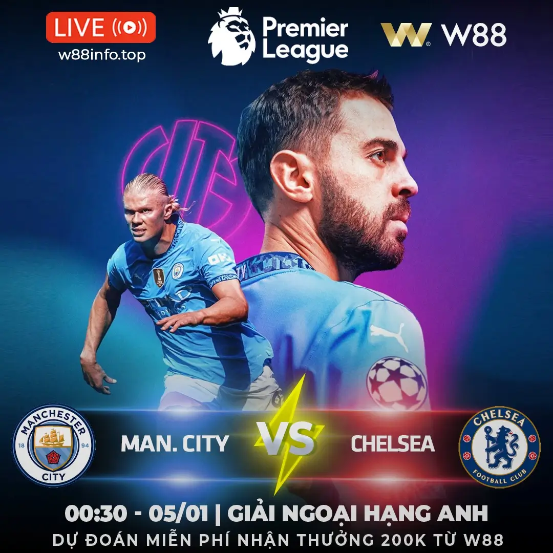 Read more about the article [W88 – MINIGAME] MAN CITY – CHELSEA | ĐỘI KHÁCH VỠ TRẬN