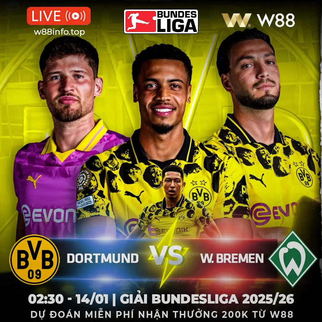 You are currently viewing [W88 – MINIGAME] DORTMUND – BREMEN | TRẬN CẦU KHÓ ĐOÁN
