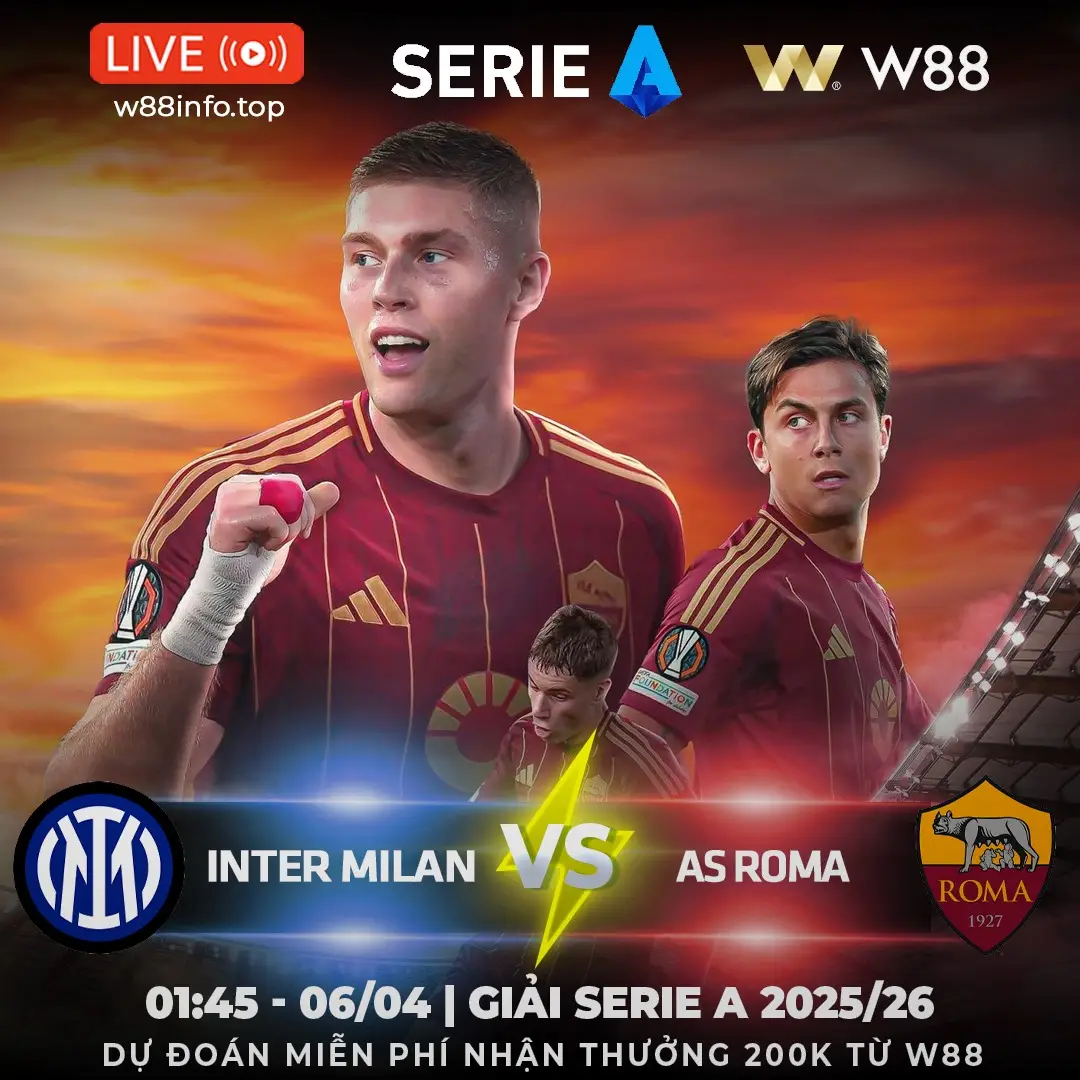 You are currently viewing [W88 – MINIGAME] INTER MILAN – AS ROMA | BẢN LĨNH NHÀ VUA
