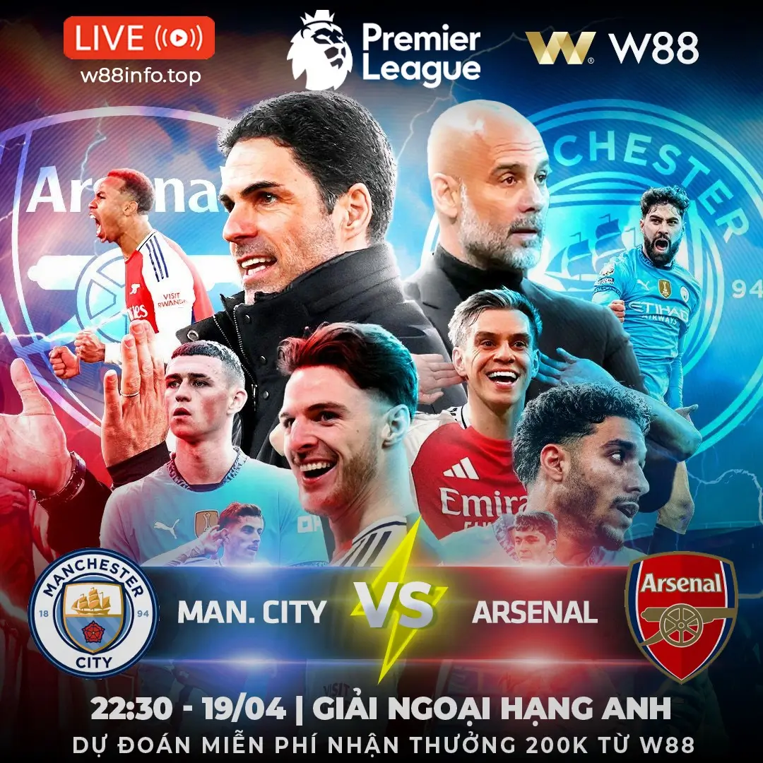 Read more about the article [W88 – MINIGAME] MAN CITY – ARSENAL | ĐẠI CHIẾN KHÓ LƯỜNG 