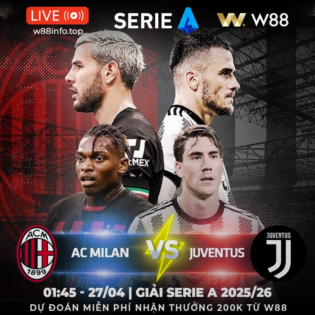 You are currently viewing [W88 – MINIGAME] AC MILAN – JUVENTUS | KHÔNG KHOAN NHƯỢNG