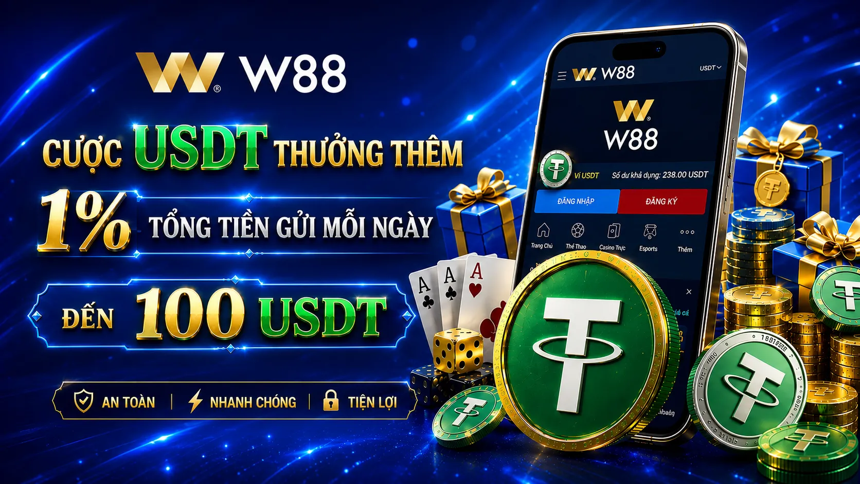 You are currently viewing CƯỢC USDT – THƯỞNG THÊM 1% TỔNG TIỀN GỬI MỖI NGÀY ĐẾN 100 USDT