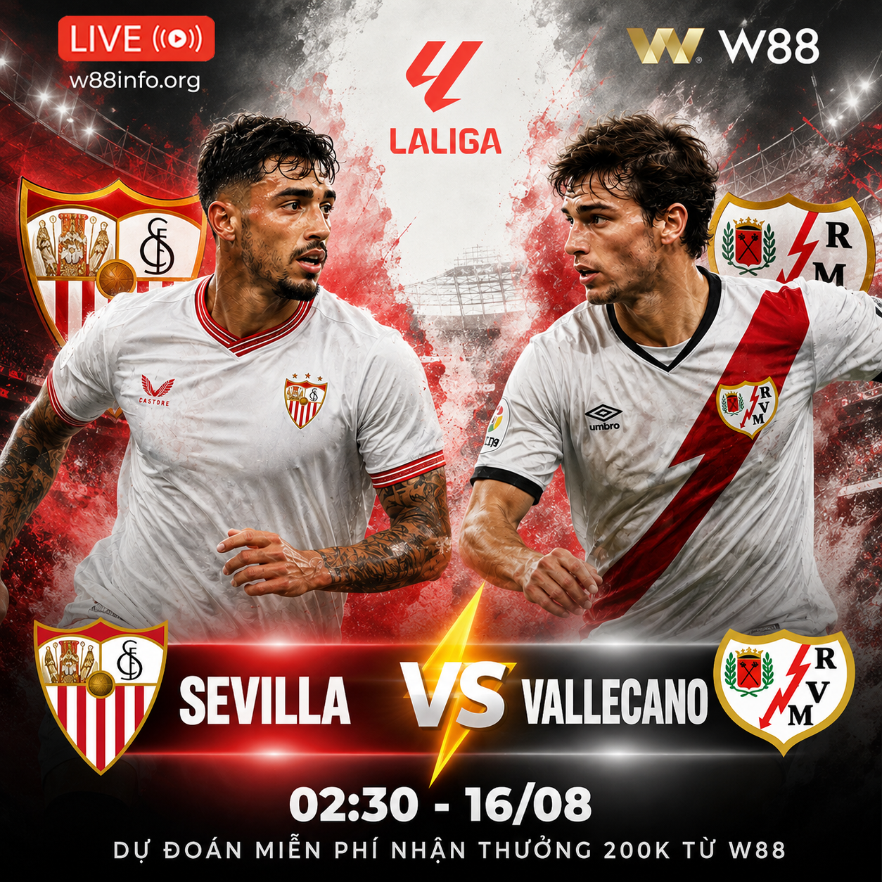You are currently viewing [W88 – MINIGAME] SEVILLA – VALLECANO | QUYẾT TẠO CÚ HÍCH LỚN