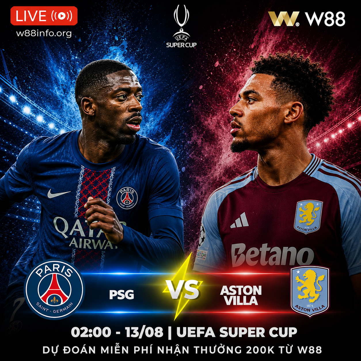 You are currently viewing [W88 – MINIGAME] PSG – ASTON VILLA | ĐẠI CHIẾN BÙNG NỔ