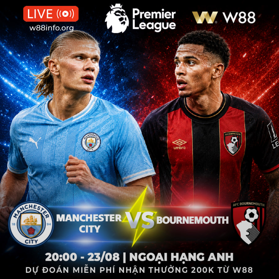 You are currently viewing [W88 – MINIGAME] MANCHESTER CITY – BOURNEMOUTH | THỬ THÁCH CHỜ ĐỢI THE CHERRIES