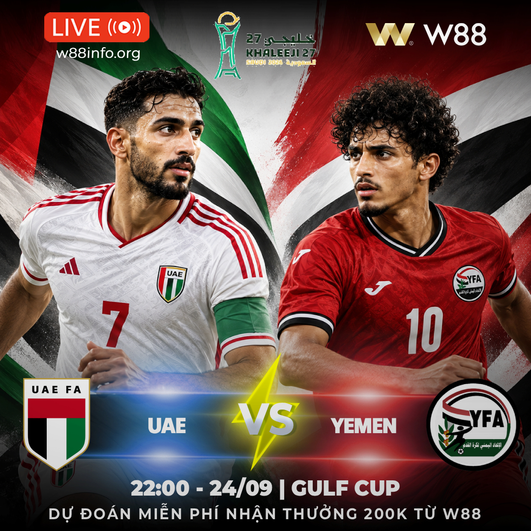 Read more about the article [W88 – MINIGAME] UAE – YEMEN | LỢI THÊ CHỦ NHÀ