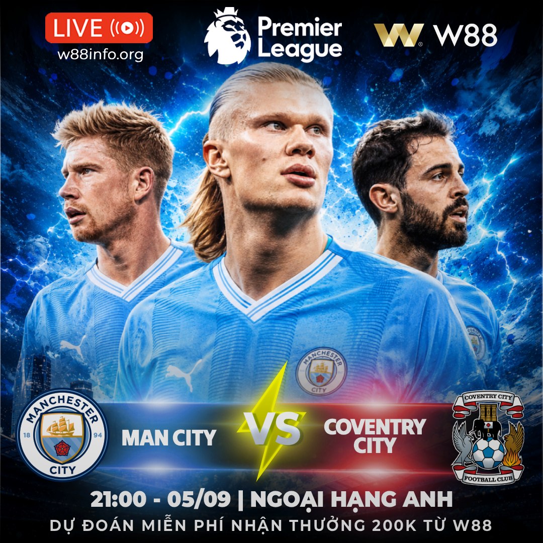 You are currently viewing [W88 – MINIGAME] MANCHESTER CITY – COVENTRY CITY | CHỜ ĐỢI CƠN MƯA BÀN THẮNG