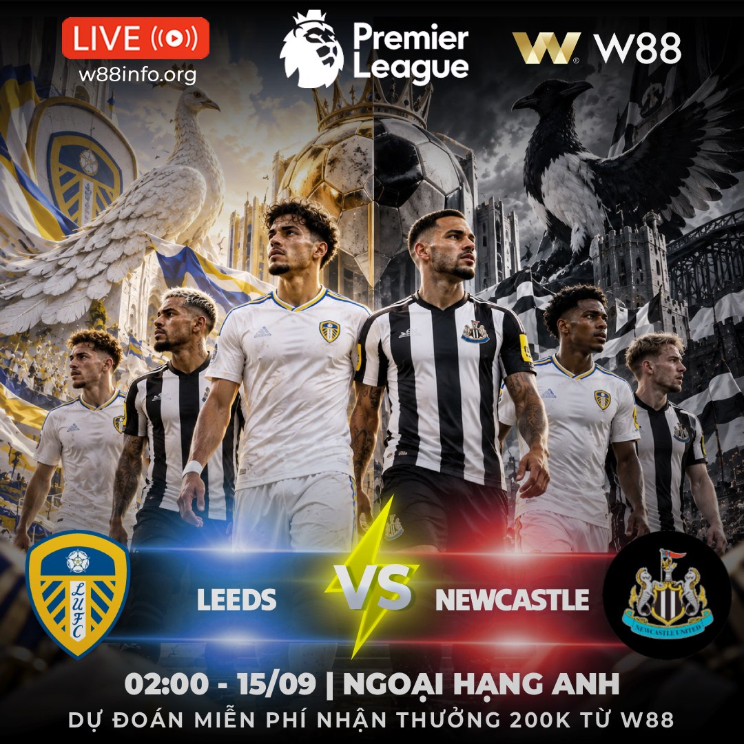 Read more about the article [W88 – MINIGAME] LEEDS – NEWCASTLE | CUỘC CHIẾN RỰC LỬA