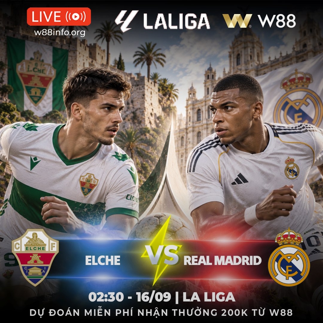 You are currently viewing [W88 – MINIGAME] ELCHE – REAL MADRID | TIẾP ĐÀ CHIẾN THẮNG