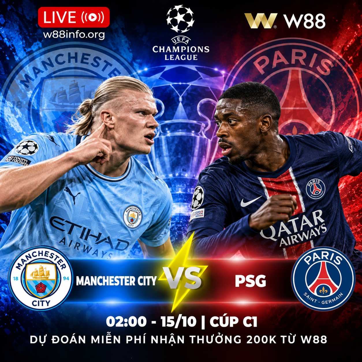 You are currently viewing [W88 – MINIGAME] MAN CITY – PSG | ĐỈNH CAO C1