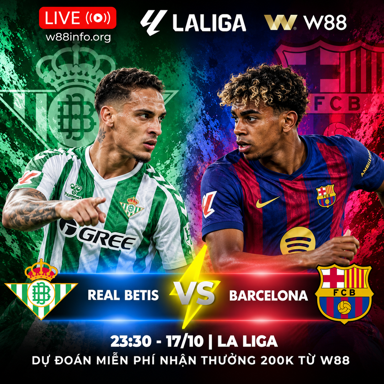 You are currently viewing [W88 – MINIGAME] REAL BETIS – BARCELONA | NỐI TIẾP MẠCH THẮNG