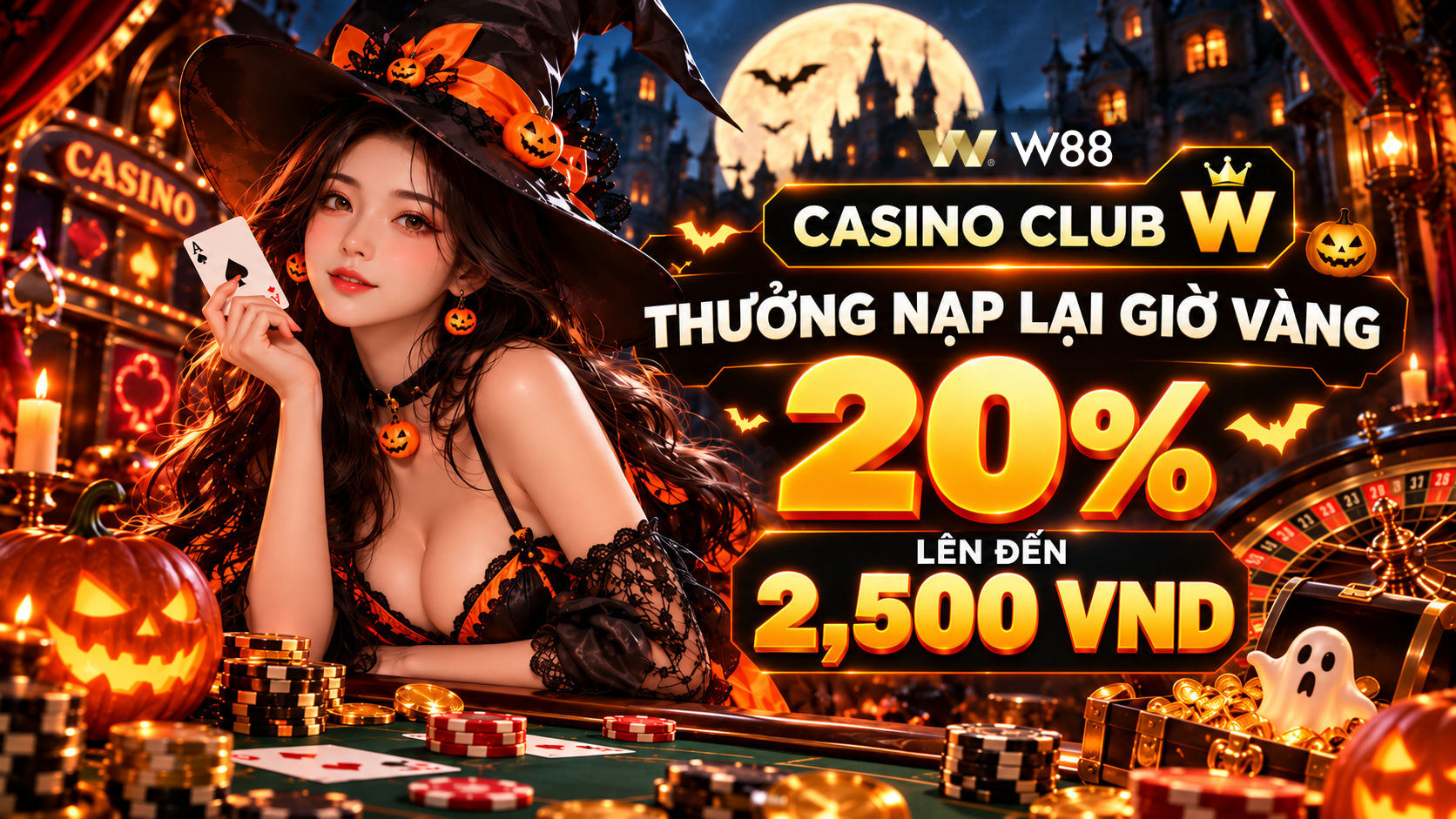 You are currently viewing GIỜ VÀNG CÙNG CASINO CLUB W – THƯỞNG NẠP LẠI 20% LÊN ĐẾN 2,500 VND