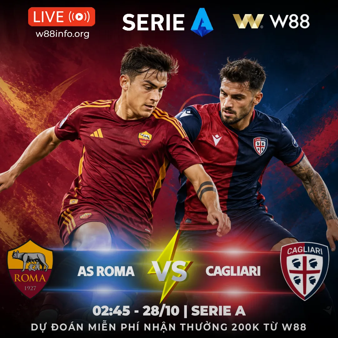 You are currently viewing [W88 – MINIGAME] AS ROMA – CAGLIARI | BẦY SÓI TĂNG TỐC